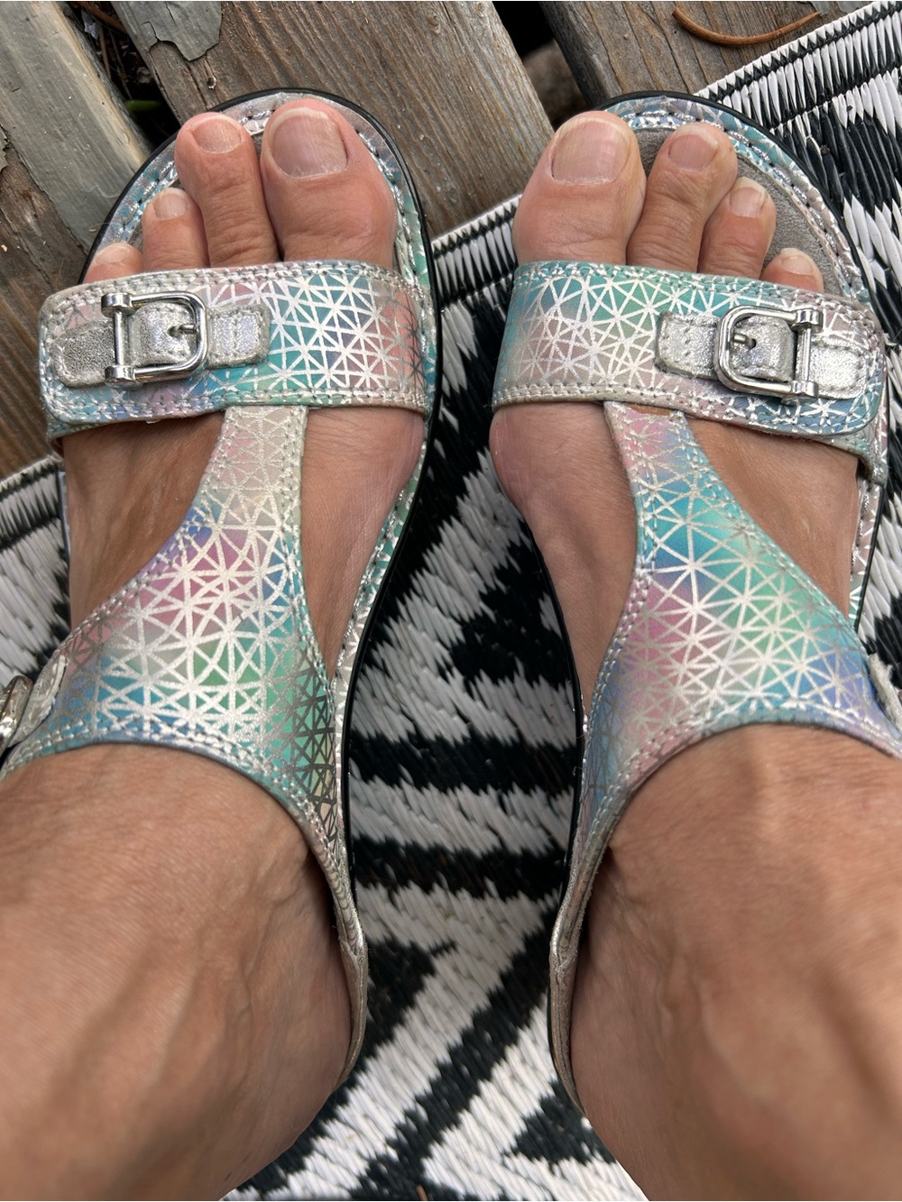 Alegria sandals, pink, and blue open back - Picture 4 of 16